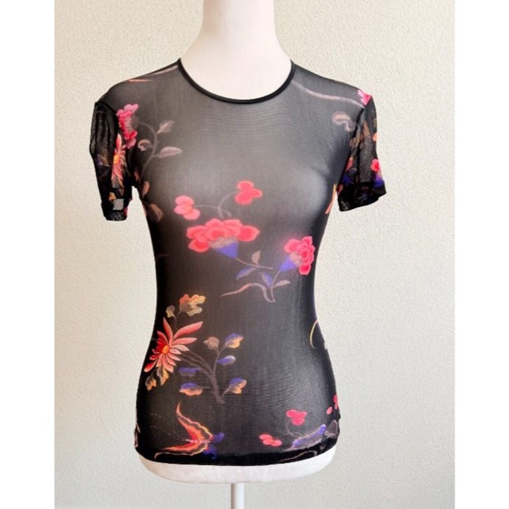 VTG D&G Dolce & Gabbana Sheer Mesh Butterfly Floral Baby Tee IT 46 M